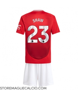 Manchester United Luke Shaw #23 Maglia Gara Casa Repliche 2024-25 Bambino Maniche Corte Manchester United Luke Shaw #23 Maglia Gara Casa Repliche 2024-25 Bambino Maniche Corte